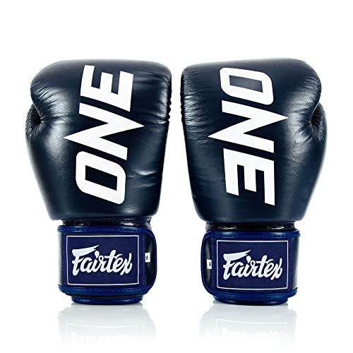 Fairtex BGV1 ONE Boxing Gloves, Leather Muay Thai MMA Kickboxing Training - color: Blue, size: 10 oz