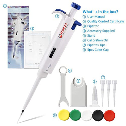 FOUR E'S SCIENTIFIC Variable Volume Single Channel Pipettors, 0.1-2.5uL