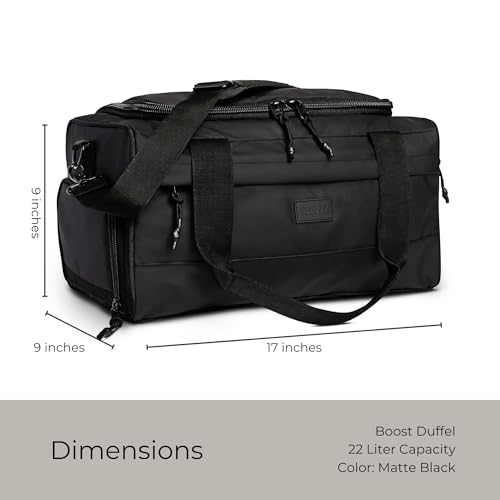 Vooray Boost Small Gym Bag for Women and Men, 23L, Matte Black - color: Matte Black