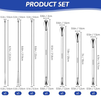 Artcome 304 Stainless Steel Lab Tool Set – 13 PC Sampling and Measuring Kit, Includes Double-Ended Spoons, Spatulas, Long Stirring Spatula, Reagent Wighting Tray, Ideal for Laboratory & Industrial Use