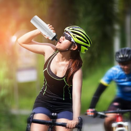 Nuenen 10 Pcs 1 Liter Sports Water Bottle with 2 Lids (Straw and Squeeze),34 oz Squirt Water Bottle with Pull Top Cap for Adults Hockey, football, Lacrosse & Boxing