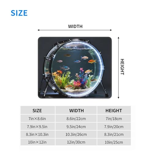 Modern Drum Fish Tank Gaming Mouse Pad Non-Slip Rubber Base Square Mouse Mat for Office Computer Mousepad 7.9 X 9.5 in