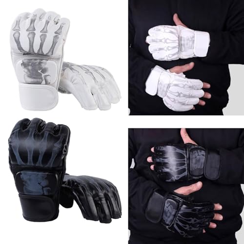 kowaku 2 Pairs MMA Gloves Kickboxing Gloves Half Finger Shockproof with Open Palm Martial Arts Gloves Boxing Fight Gloves for Sanda
