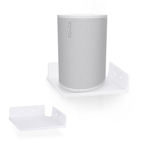 9" Small Corner Shelf Mount, Adhesive & Screw in, for Speakers, Cameras, Baby Monitors, Plants, Books Electronics, Collectibles & More, Floating Shelves (White) by Brainwavz - color: 9" Corner