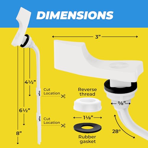 Qualihome Toilet Tank Flush Lever Replacement for American Standard (28 Degree Angle Arm, White) - style: 28 Degree Angle Arm, White