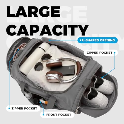 Uarition Mens Gym Bag, 55L Large Sports Duffle Bags, Dark Grey - color: Dark Grey