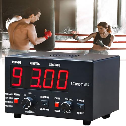 Classic Boxing Interval Timer,Gym Timer,Boxing Training Timer W/LED Display,1-12 Challenge Rounds,Gym Interval Timer for Kickboxing (Red) - color: Red
