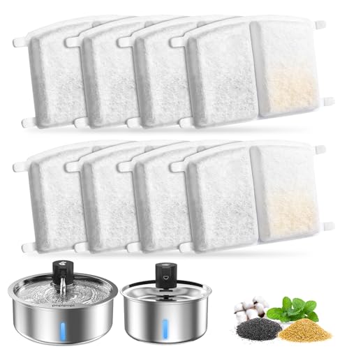 Dog Water Fountain, 8L Stainless Steel Dog Water Fountain for Large Dogs, Dog Water Bowl Dispenser, Super Quiet Pump and Replacement Filters for Cats and Dogs (Primary 8 pcs Filters) - color: Primary 8 pcs Filters