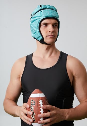 Topeter Padded Rugby Helmet, Protective Soft Shell Headgear Hats - color: Green