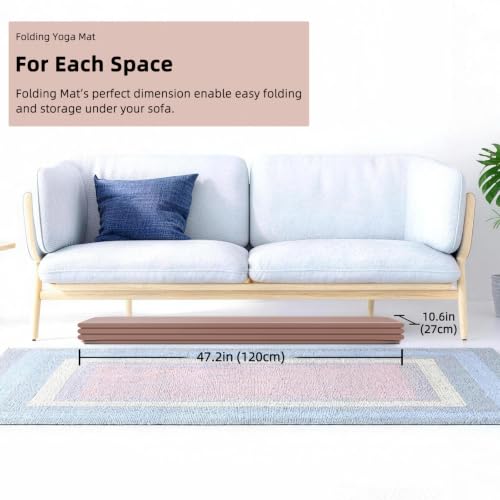 Foldable Yoga Mat 74"x47.2"x 0.4" – Large Yoga Mat - color: Brown+Apricot