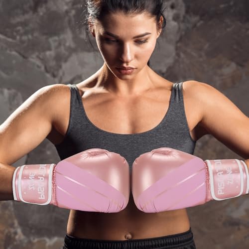 Pro Style Boxing Gloves Punching Bag Gloves for Women, PU Leather Gloves for Training Muay Thai, Sparring, Fighting Kickboxing,Heavy Punching Bag Gloves for Ladies