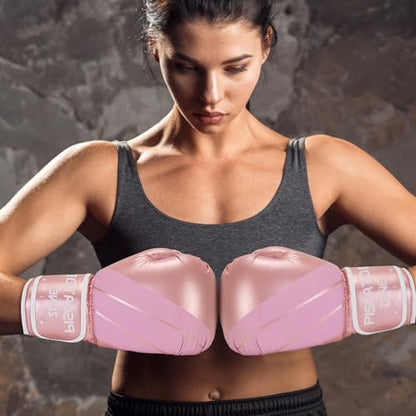 Pro Style Boxing Gloves Punching Bag Gloves for Women, PU Leather Gloves for Training Muay Thai, Sparring, Fighting Kickboxing,Heavy Punching Bag Gloves for Ladies