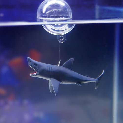 HIERYAN Mini Floating Shark Fish Tank Decorations, Realistic Resin Aquarium Ornaments with Adjustable Height, Cute Underwater Decor for Fish Tank, 2 Pack