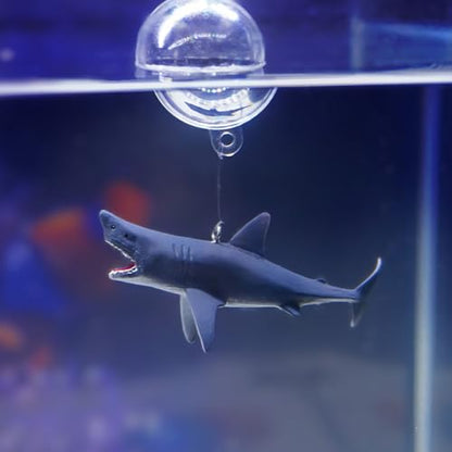 HIERYAN Mini Floating Shark Fish Tank Decorations, Realistic Resin Aquarium Ornaments with Adjustable Height, Cute Underwater Decor for Fish Tank, 2 Pack