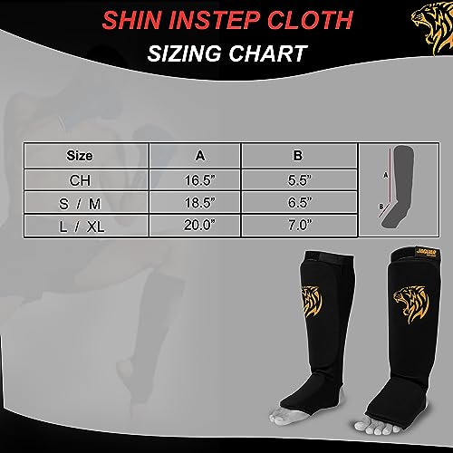 Midnight Cloth Shin Instep Guard for Boxing MMA Muay Thai Kickboxing Training - size: Large-X-Large