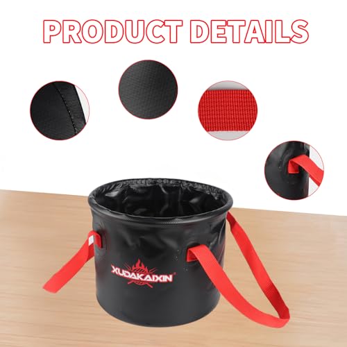 Grill Brush Collapsible Water Bucket for Grill Cleaning, Camping, and Outdoor Activities (Only Water Bucket No Grill Brush)-Black