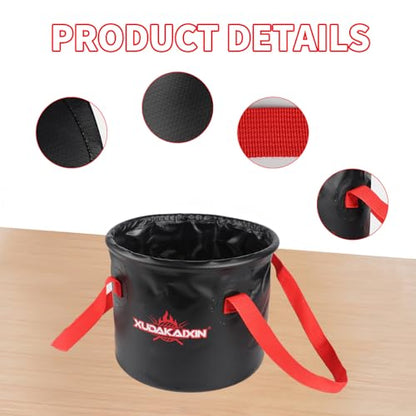 Grill Brush Collapsible Water Bucket for Grill Cleaning, Camping, and Outdoor Activities (Only Water Bucket No Grill Brush)-Black