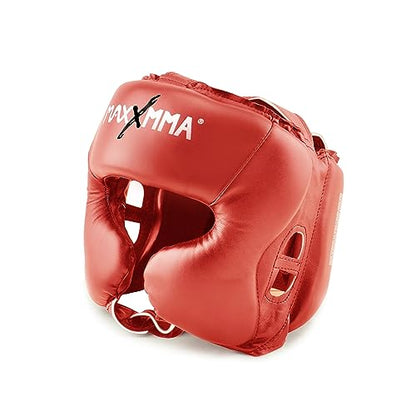 MaxxMMA Headgear L/XL Boxing MMA Training Kickboxing Sparring Karate Taekwondo - color: Red