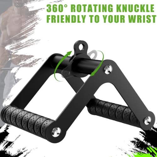 Double D Row Handle LAT Pulldown Attachments,Comfort Rubber Grip V Bar Attachmentt for Cable Machine Home Gym Accessory - color: Black Double D