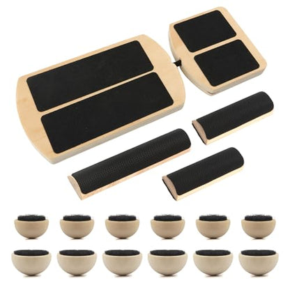 Adjustable Ankle Balance Board, Non-Slip Wooden Wobble Trainer, 300lb | 8°/24°/30° tilt options, rods + 12 hemispheres included, PEVA non-slip top, compact 7.3x4.2in, ankle/core training