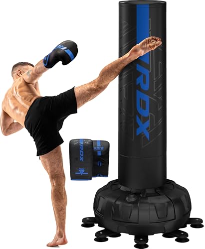 RDX XXL 330LBS Freestanding Punching Bag with Cover & Gloves – 72” Adult Heavy Pedestal Punch Bag Set - 17 Suction Cup 8 Extended Legs Stand Base - Kick Boxing MMA Home Gym Fitness - color: Blue