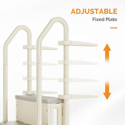 VINGLI Pool Ladder for Above Ground Pools 3-Step, Safety Stair - Beige&Gray - color: Beige & Gray, size: 3 Steps