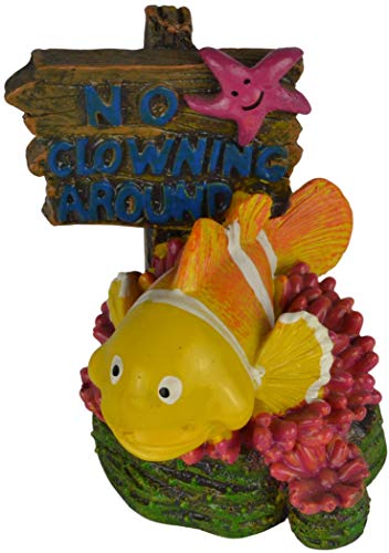 Supa No Fishing Sign, Clown Fish Aquarium/Fish Tank Ornament | Realistic Detail | Approx. 7.5cm(L) x 6.5cm(W) x 8cm(H)