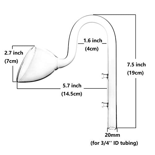 Glass Lily Pipe Inflow Outflow Set 20mm for 3/4" ID (19/25mm) Tubing