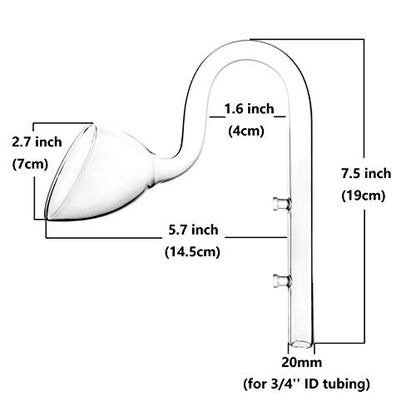 Glass Lily Pipe Inflow Outflow Set 20mm for 3/4" ID (19/25mm) Tubing