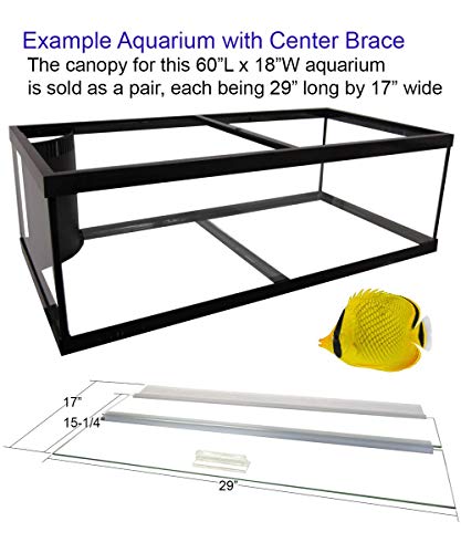 Glass Canopy Set for 85 Gallon Long, 120 Gallon Extra High, and 100 Gallon Aquariums by Aquarium Masters, AM36018, for 60" Long x 18" Wide Aquarium Masters Aquariums with Center Brace