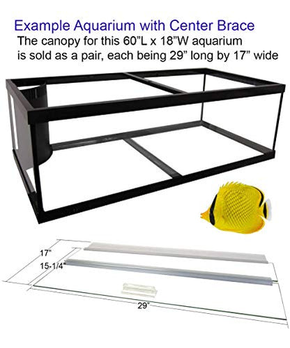 Glass Canopy Set for 85 Gallon Long, 120 Gallon Extra High, and 100 Gallon Aquariums by Aquarium Masters, AM36018, for 60" Long x 18" Wide Aquarium Masters Aquariums with Center Brace
