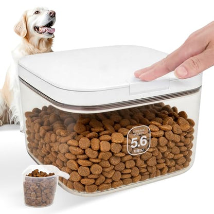 5-8Lbs/5.92Qt/5.6L Airtight Dog Cat Food Storage Container and Pet Storage Bin BPA-Free. PET Clear Stackable Dog Treat Containers for Pet Food/Rice/Dry/Cereals/Flour/Sugar/Bread