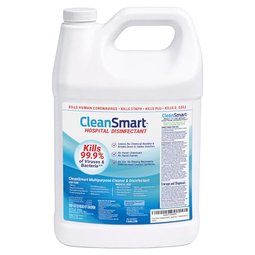 CleanSmart Hospital Disinfectant, Hypochlorous Acid Technology, 4 Gallons | Kills 99.9% of Viruses and Bacteria, EPA Registered, Professional Strength Sanitizer for Businesses, Schools, and Restaurants - size: 128 Fl Oz (Pack of 4)