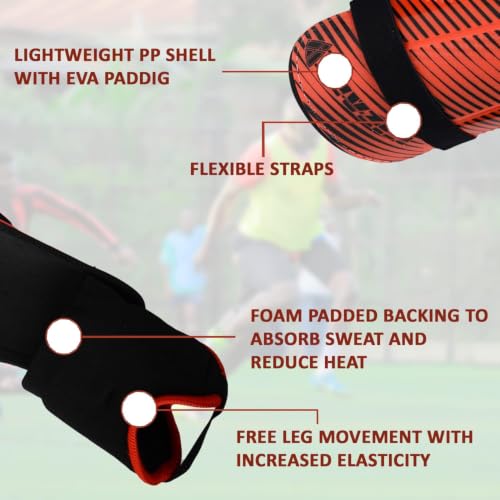 Vizari Matera Soccer Shin Guards | Lightweight PP Shell | Foam Padded Backing | Youth Soccer Shin Guards | Soccer Equipment - color: Red / Black, size: Medium