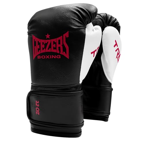 Geezers Boxing TRG Training Glove, Hook and Loop, Ideal for Men, Women and Juniors, Sparring, Punching Bag and Focus Mitts Workout - color: Black, size: 10oz