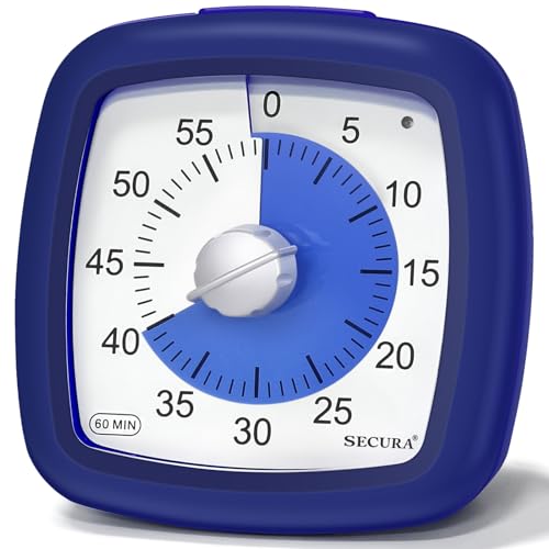 Secura 60-Minute Visual Timer, Silent Study Timer for Kids and Adults - color: Navy Blue & Navy Blue