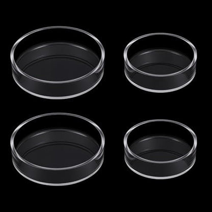 4 Pcs Shrimp Feeding Dish, Glass Fish Tank Feeder 65mm and 85mm Round Clear Aquarium Feeding Dish Freshwater Tray Feeder
