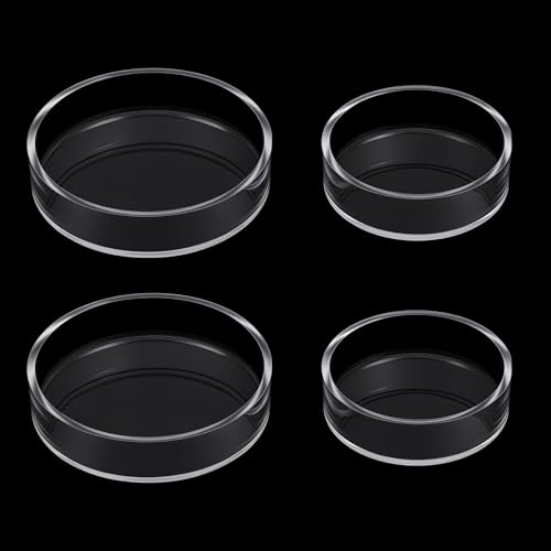 4 Pcs Shrimp Feeding Dish, Glass Fish Tank Feeder 65mm and 85mm Round Clear Aquarium Feeding Dish Freshwater Tray Feeder
