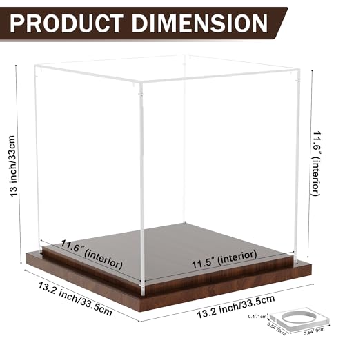 VGMiu Basketball Display Case with Wood Base Clear Acrylic Basketball Case - size: Basketball Case