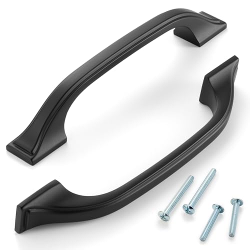 10 Pack 3-3/4 Inch Matte Black Cabinet Pulls Black Cabinet Handles Black Kitchen Hardware for Cabinets Drawer Dresser ZP2409 Cupboard Bedroom Closet Bathroom Vanity - color: Black, size: 3-3/4" Hole Centers-10 Pcs