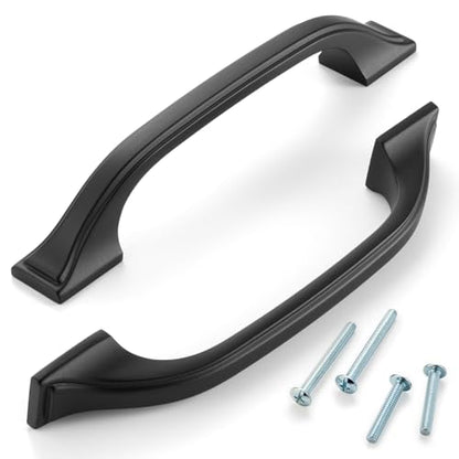 10 Pack 3-3/4 Inch Matte Black Cabinet Pulls Black Cabinet Handles Black Kitchen Hardware for Cabinets Drawer Dresser ZP2409 Cupboard Bedroom Closet Bathroom Vanity - color: Black, size: 3-3/4" Hole Centers-10 Pcs