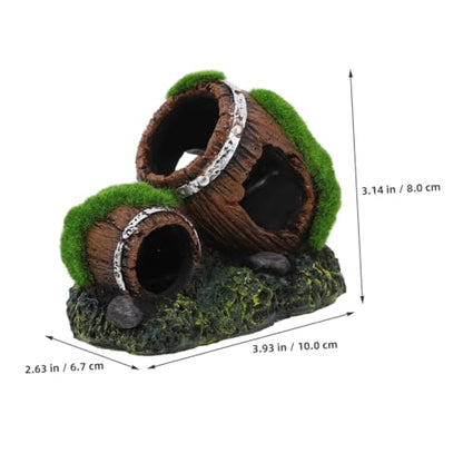 TOYANDONA Resin Barrel Fish Tank Decor Realistic Aquarium Hideout for Betta Shrimp Cichlids Durable Prop for Natural Layout Sturdy Fish Cave Rustic Style
