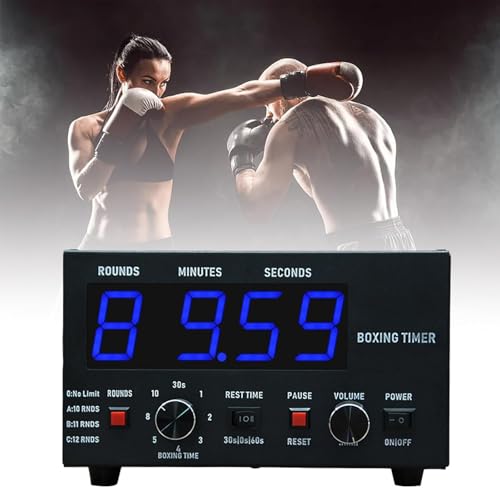 McbeAn Classic Boxing Interval Timer, Professional Gym Timer with LED Display, Selectable Training Time and Cycle Repetitions, for Muay Thai/MMA/Kickboxing