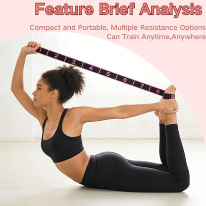 3PCS Fitness Resistance Band for Stretching and Yoga,Number Stretch Resistance Band with Clear Markings,8-Section Elastic Training Bands for Full Body Stretching Shaping