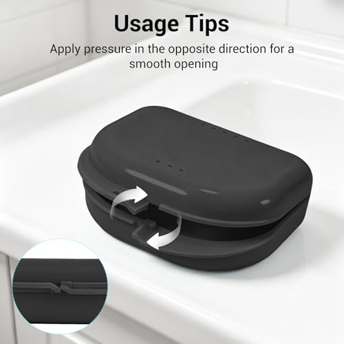 Annhua Orthodontic Mouthguard Case Dental Retainer Case with Vent Holes, Denture Retainer Box Aligner Container Slim for Household|Office|Travel - Easy to Use - Black - color: black