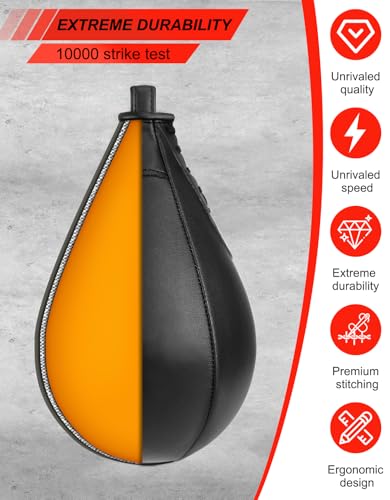 Speed Bag,Speed Bag for Boxing,PU Leather Reflex Training Pear Shaped Punching Bag,Fast Reaction Skills Development Perfect for Kids Teens Adults Boxing Coaches - color: Pro Black(9.5" x 7.1")