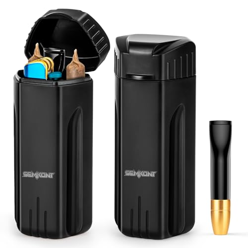 Pre-Rolled Cone Storage Box, Flip Top 4 Hole Cigarette Case, Anti-Pressure Sealed Tank, Accessories Case With Metal Filter Tip and Lighter Storage