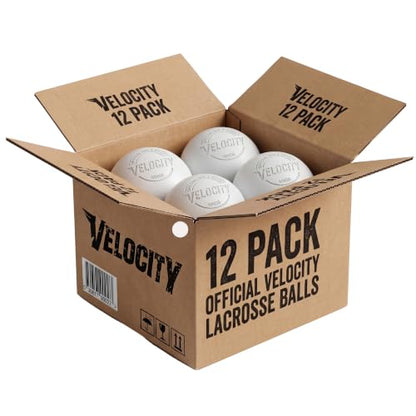 Velocity Lacrosse Balls - 1, 2, 3, 6, 12, 18, 24, 36, 60 and 120 Packs - for Practice, Official NFHS and College Approved Size - color: White, size: 12 Balls, style: Practice Ball