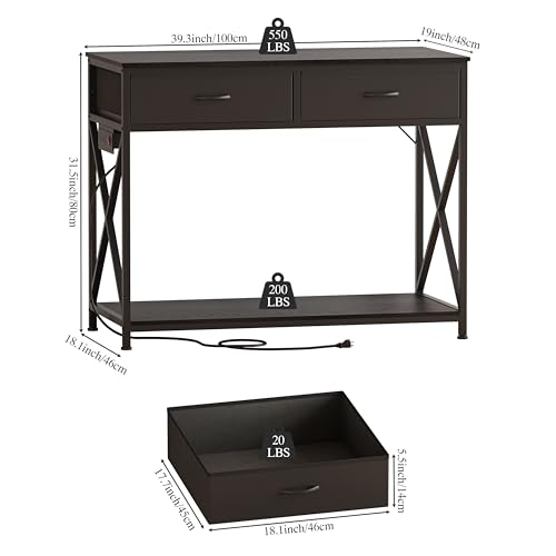40-50 Gallon Fish Tank Stand，Aquarium Holder with Power Outlet and 2 Drawers，Heavy Duty Breeder Turtle Terrarium Stand Suitable for Turtle Tank, Reptile Terrarium, for Home Office (Black)