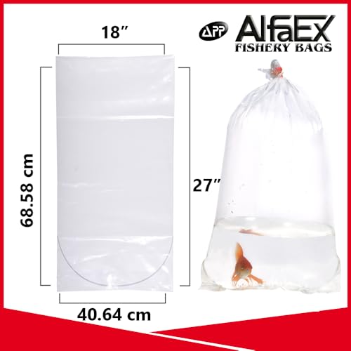 Fishery Bags Leak Proof Rounded Corners Clear Plastic Fish Bags for Koi and Large Fish Transport 2.5 mil. (18" x 27" / 25 Pack)